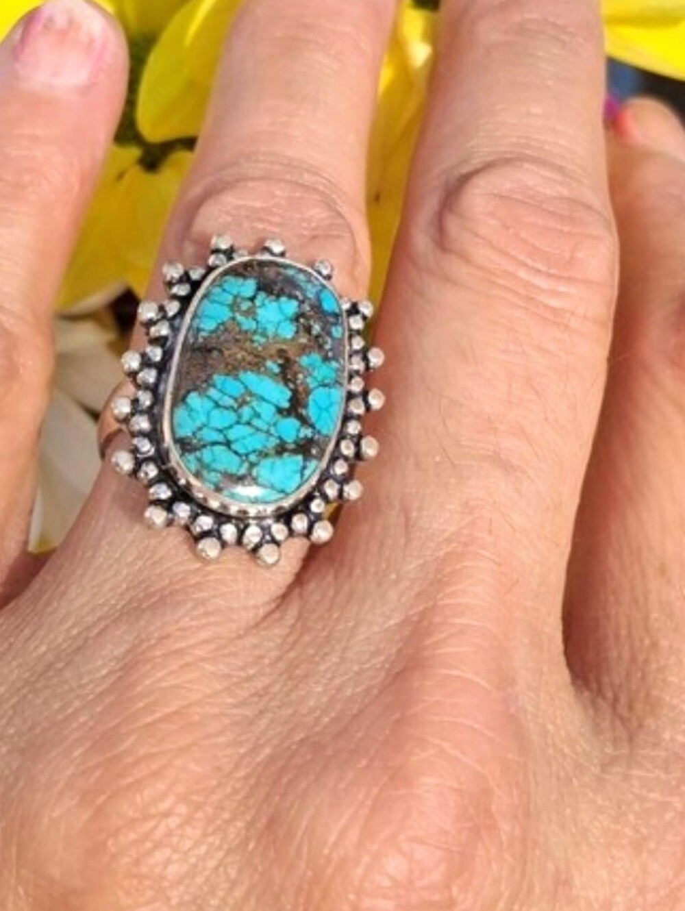🩵 Genuine Spiderweb Turquoise Sterling Silver Ring